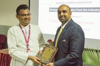 Mr. Shaheen Majeed, President, Sabinsa Worldwide delivers a presentation at the Academia-Industry Collaboration Workshop - 2018 in St. Joseph's College(Autonomous), Bangalore