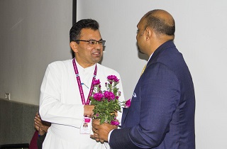 Mr. Shaheen Majeed, President, Sabinsa Worldwide delivers a presentation at the Academia-Industry Collaboration Workshop - 2018 in St. Joseph's College(Autonomous), Bangalore