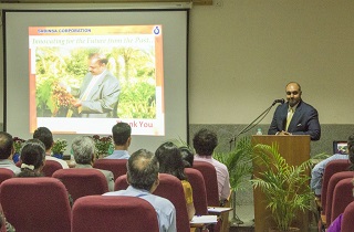 Mr. Shaheen Majeed, President, Sabinsa Worldwide delivers a presentation at the Academia-Industry Collaboration Workshop - 2018 in St. Joseph's College(Autonomous), Bangalore