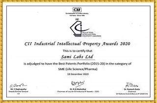 Sami-Sabinsa Group Recognized by Confederation of Indian Industry (CII) for Best Portfolios of Patents and Trademarks at Intellectual Property Awards