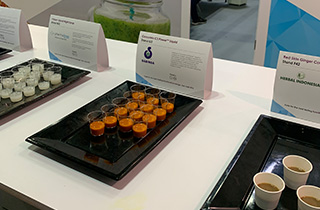 Food tasting center, showcasing our Curcumin C3 Power Liquid shots - VitaFoods Asia 2019